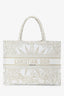Christian Dior 2022 Metallic & White Canvas Medium Book Tote