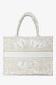 Christian Dior 2022 Metallic & White Canvas Medium Book Tote