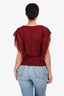 Isabel Marant Red Sheer Embroidered Tassel Detail Short Sleeve Shirt Est. Size S