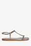 Brunello Cucinelli Brown Beaded T Strap Sandals Size 36