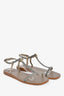 Brunello Cucinelli Brown Beaded T Strap Sandals Size 36