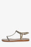 Brunello Cucinelli Brown Beaded T Strap Sandals Size 36