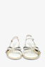 Pre-Loved Chanel™ White/Blue Metallic Woven CC Sandals Size 37