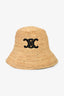 Celine Neutral Logo Crest Raffia Bucket Hat Size L