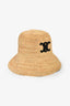 Celine Neutral Logo Crest Raffia Bucket Hat Size L