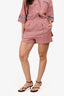 Hermès Red/White Cotton Gingham Rabbit Embroidered Shorts Size 34