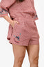 Hermès Red/White Cotton Gingham Rabbit Embroidered Shorts Size 34