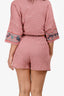 Hermès Red/White Cotton Gingham Rabbit Embroidered Shorts Size 34