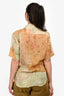 Acne Studios Green/Brown Linen Short Sleeve Button Down Top Size 34