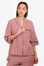 Hermès Red/White Cotton Gingham Embroidered Button Down Tie Shirt Size 36