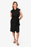 Hermès Black Cotton Sleeveless Logo Tie Midi Dress Size 36