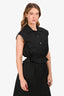 Hermès Black Cotton Sleeveless Logo Tie Midi Dress Size 36