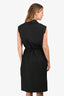 Hermès Black Cotton Sleeveless Logo Tie Midi Dress Size 36