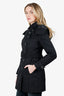 Burberry Brit Black Double Breasted Trench Coat With Removable Hood Size 2