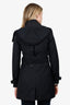 Burberry Brit Black Double Breasted Trench Coat With Removable Hood Size 2