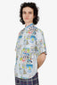 Prada SS18 White/Multicolour Cartoon Print Shirt Size L Mens
