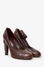 Pre-Loved Chanel™ Burgundy Quilted Leather Pumps With Mini Pouch Size 37