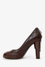 Pre-Loved Chanel™ Burgundy Quilted Leather Pumps With Mini Pouch Size 37