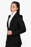 Smythe Black Ruffled Sleeves Single Breasted Blazer Size 8