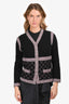 Pre-Loved Chanel™ Runway 2015 Black/Pink Cashmere/Silk Brasserie Cardigan Size 38