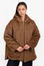 Max Mara Brown Alpaca/Wool Blend Reversible Nylon 'The Cube' Hooded Jacket Size 6 US