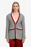 Maje White/Blue/Red Tweed Button Up Blazer Size 40