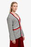 Maje White/Blue/Red Tweed Button Up Blazer Size 40