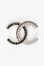 Pre-Loved Chanel™ 2022 Pearl/Black Rhinestone CC Logo Brooch