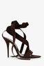 Saint Laurent Brown Suede Lace Up Deva 105 Sandal Size 38