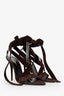 Saint Laurent Brown Suede Lace Up Deva 105 Sandal Size 38