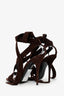 Saint Laurent Brown Suede Lace Up Deva 105 Sandal Size 38