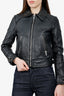 Maje Black Leather Biker Jacket Size 36