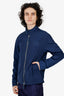 Burberry Navy Logo Print Zip-up Jacket Size S Mens