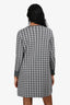 Christian Dior Grey Wool Houndstooth Patterned Logo Long Sleeve Dress Size 13+