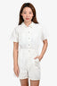 Christian Dior White Denim Cannage Short Sleeve Romper Size 13+