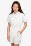Christian Dior White Denim Cannage Short Sleeve Romper Size 13+