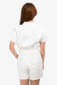 Christian Dior White Denim Cannage Short Sleeve Romper Size 13+