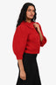 Celine Red Mohair/Silk Peter Pan Collar Cropped Cardigan Size XS