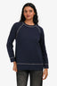 Brunello Cucinelli Navy Cashmere Bead Embellished Sweater Size XS
