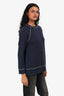 Brunello Cucinelli Navy Cashmere Bead Embellished Sweater Size XS