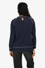 Brunello Cucinelli Navy Cashmere Bead Embellished Sweater Size XS
