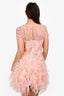 Oscar de la Renta 2012 Pink Silk Beaded Ruffle Short Sleeve Dress Size 4 US