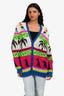 Saint Laurent 2015 Grey/Blue/Pink Mohair Palm Tree Cardigan Size XS