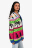 Saint Laurent 2015 Grey/Blue/Pink Mohair Palm Tree Cardigan Size XS