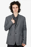 Thom Browne Grey Wool 4-Bar Striped Blazer Size 5 Mens