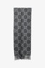 Gucci Grey Wool Reversible GG Logo Muffler Scarf