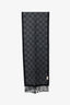 Gucci Grey Wool Reversible GG Logo Muffler Scarf
