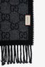 Gucci Grey Wool Reversible GG Logo Muffler Scarf