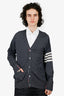 Thome Browne Grey Wool V-Neck 4 Bar Cardigan Size 5 Mens