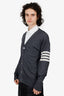 Thome Browne Grey Wool V-Neck 4 Bar Cardigan Size 5 Mens